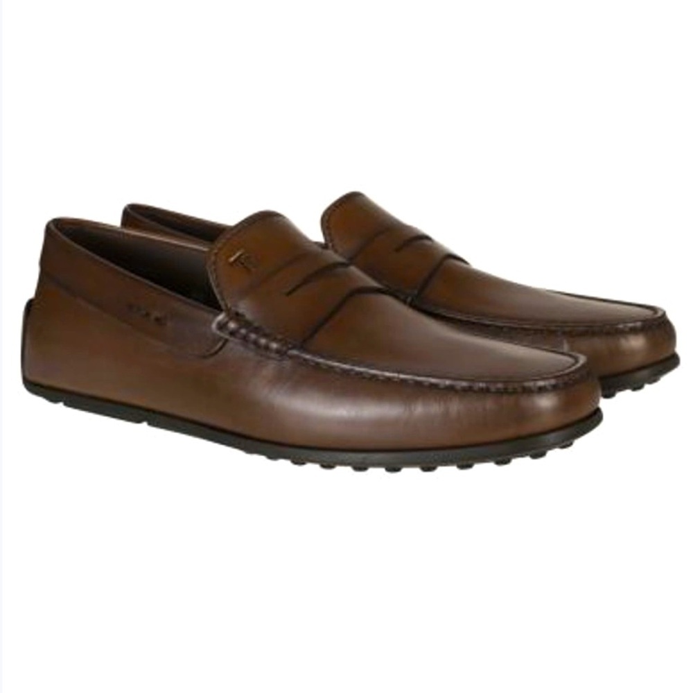 Tod's Men's Gommino Brown Penny Slip On Loafers